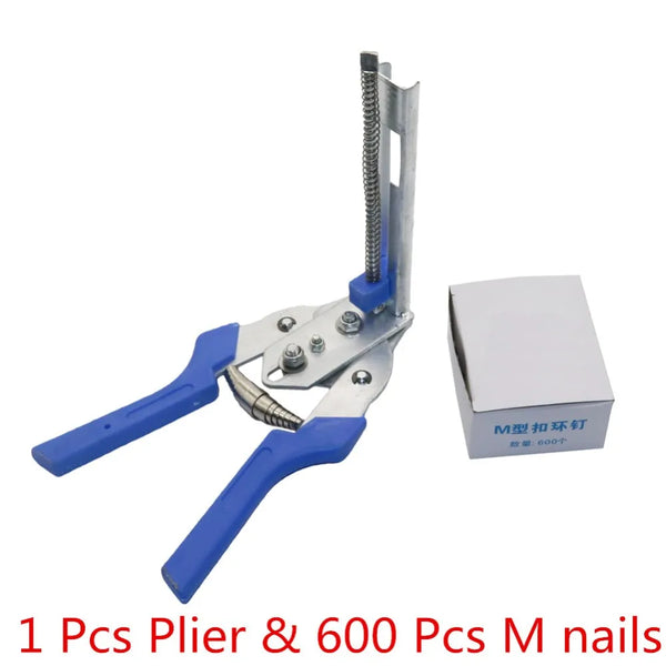 1 Set Fastening Clamp Installation Poultry Cage Plier & 600 Nails Chichen Rabbit Fox Bird Dog Cage Clamp Installation Kit